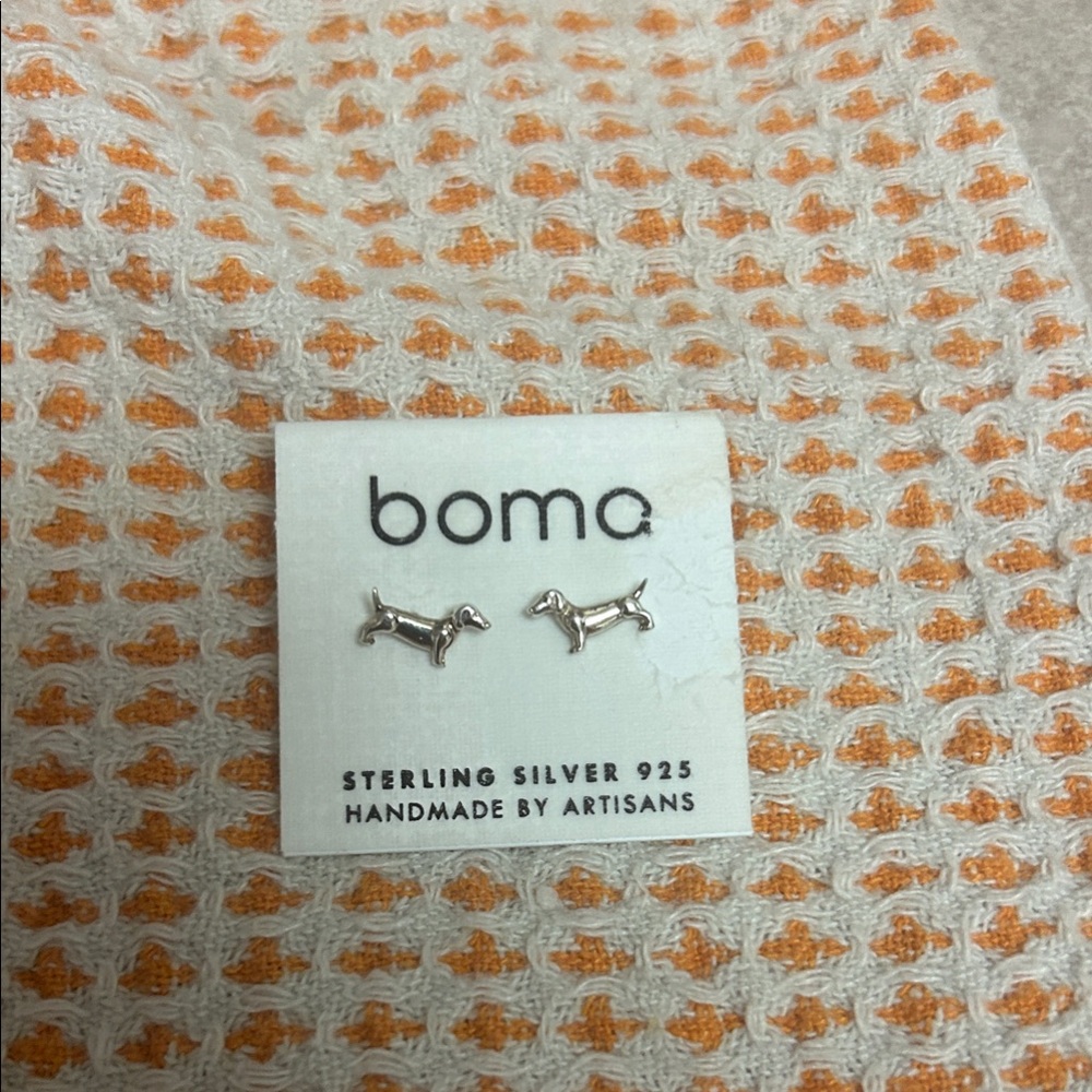 Sterling Silver boma dachshund Stud Earrings